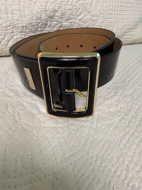 kate spade Black Patent Belt with Gold Hardware